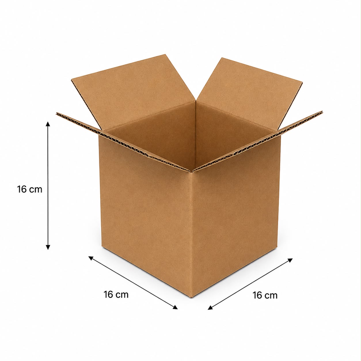 Caja pequeña cuadrada de cartón corrugado 16 × 16 × 16 cm