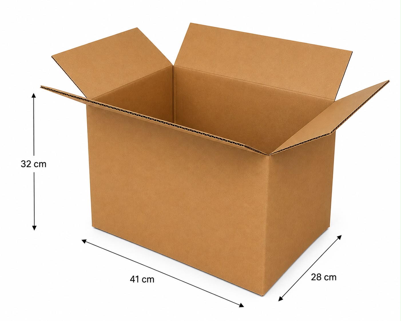Caja mediana de cartón corrugado 41 × 28 × 32 cm